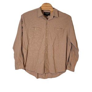 Abercrombie & Fitch Button Up Dress Shirt Mens XL Long Sleeves Tan Orange‎ Green
